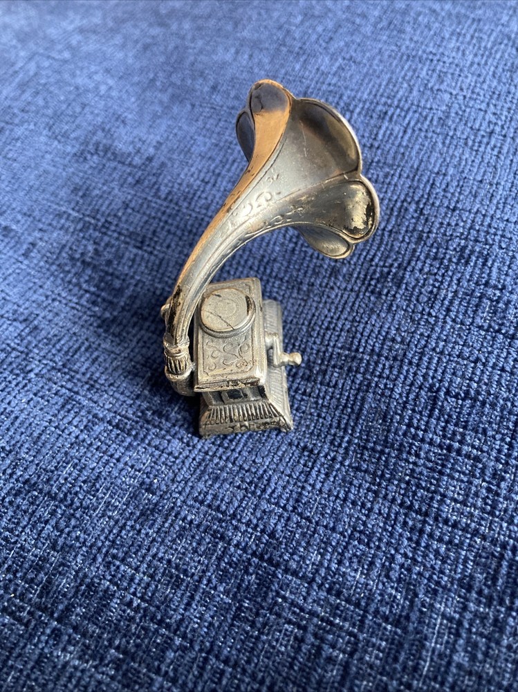 sterling silver miniature gramophone