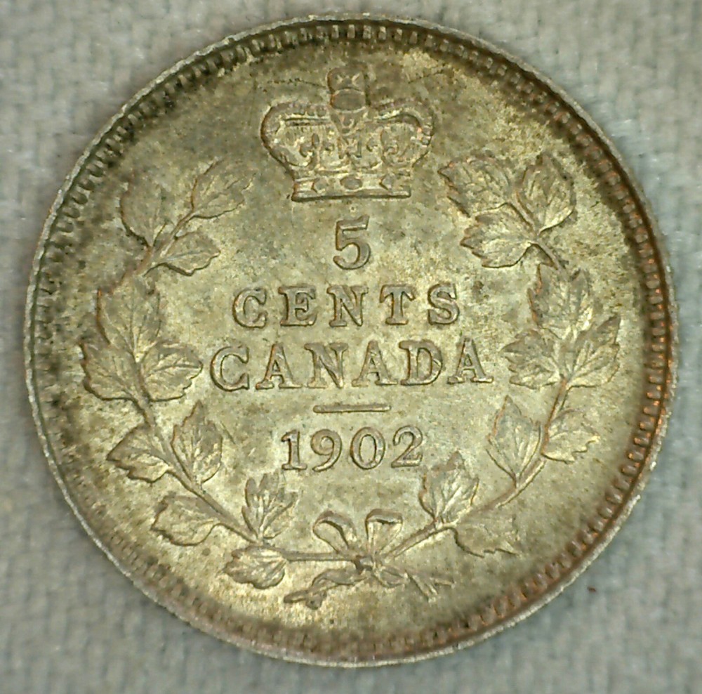 1902 Canada 5 Five Cent Coin Silver Uncirculated
