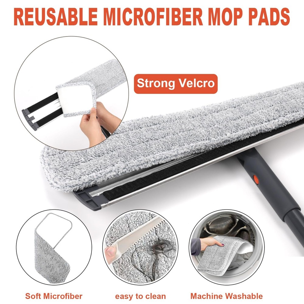 18 Professional Microfiber Mop Large Flat Mops for Floor Cleaning 4 Reusable ...