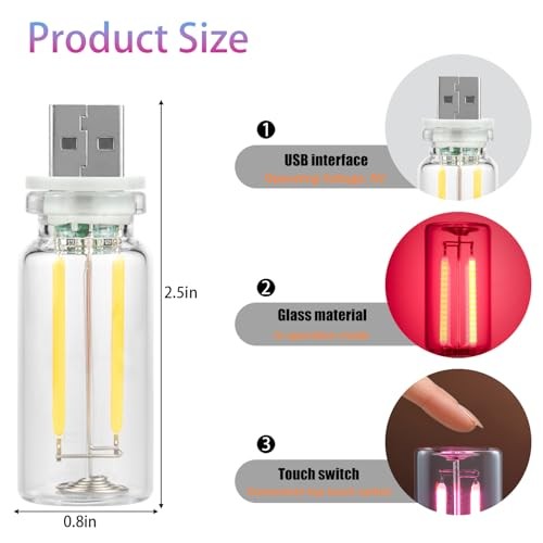 2 Pack Car LED Lights Interior, USB Light for Car Decor & 2 pack yellow