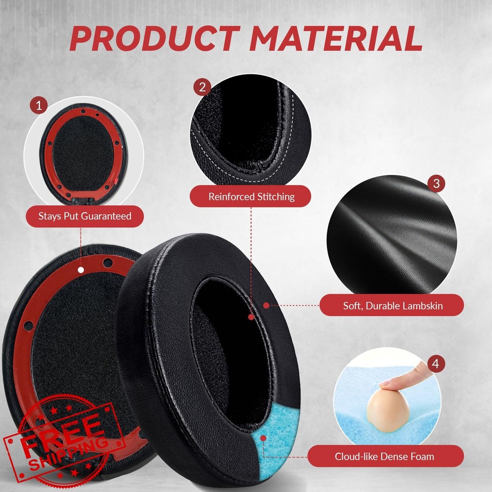Aurivor Studio 3 Replacement Ear Pads Beats Studio 3/2 Lambskin Black