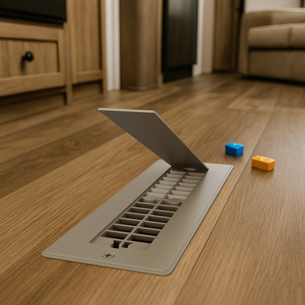 Safoner Aluminum RV Floor Register for 2"x10" Vent with Removable Pet-safe Cover