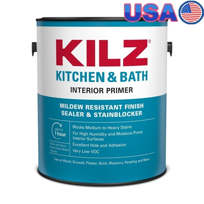 Mildew Resistant Water Based Interior Primer Sealer Kitchen Bath Stain Blocker