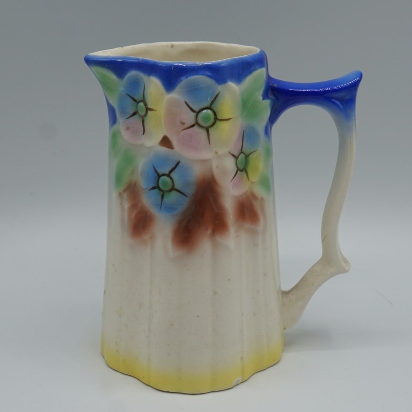 Glazed Ceramic Pitcher Czechoslovakia 6" Tall