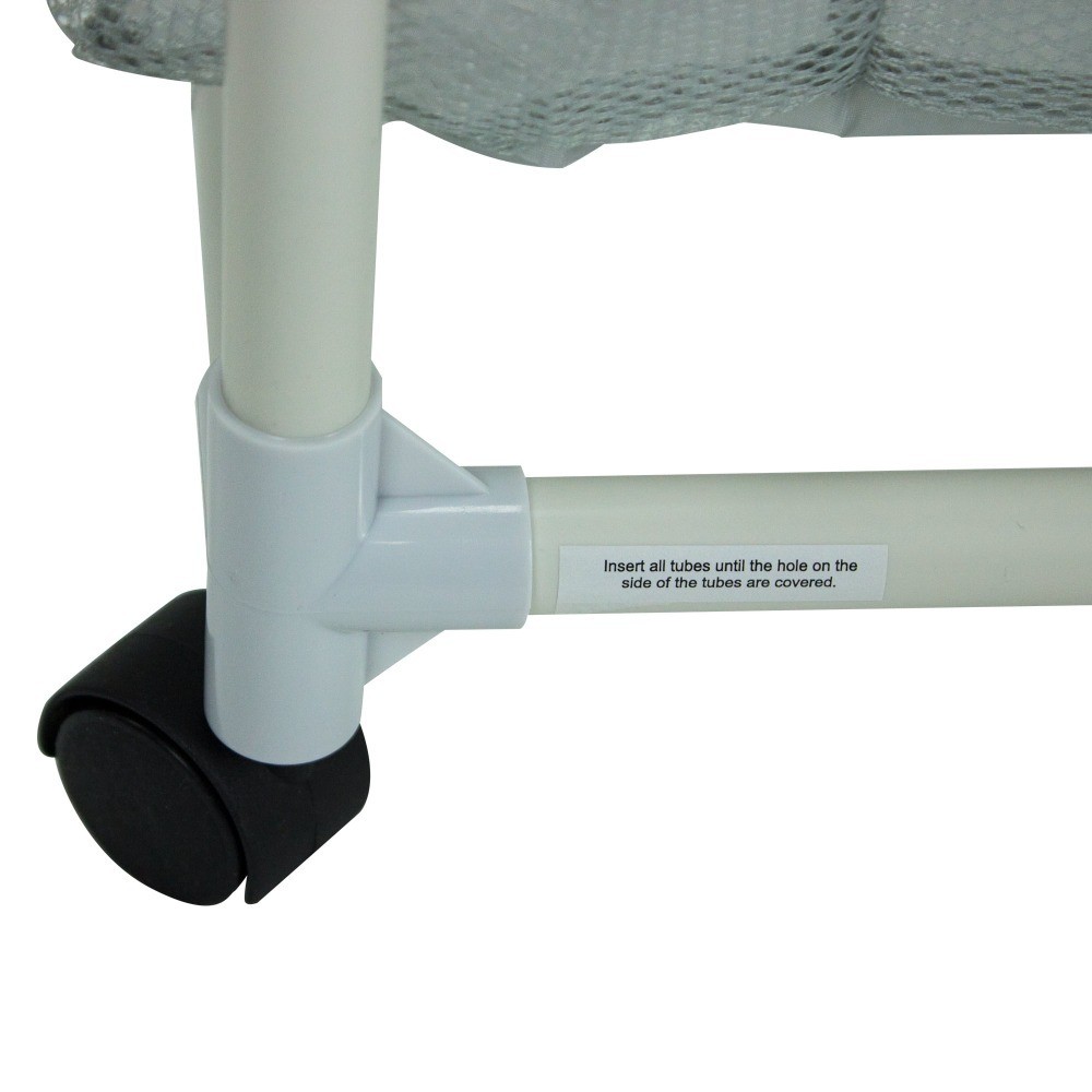 Soft Silver 3 Bag Mesh Rolling Laundry Sorter Cart with Easy Roll Casters