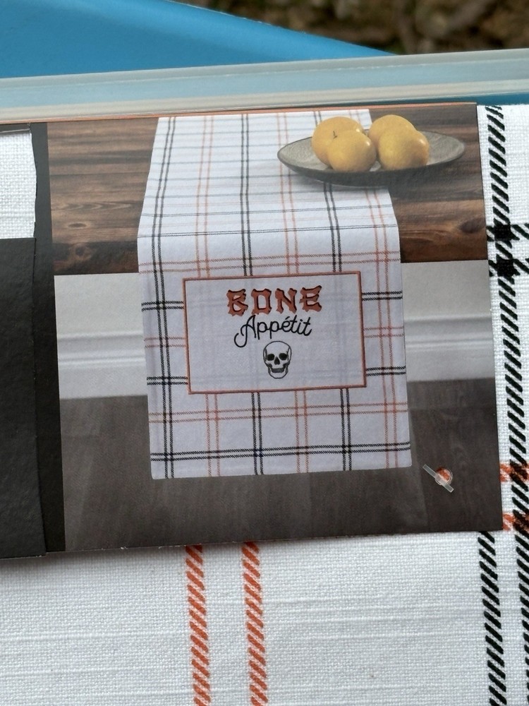 13" X 72" Table Runner Bone Appetit Skull Bon NWT Halloween