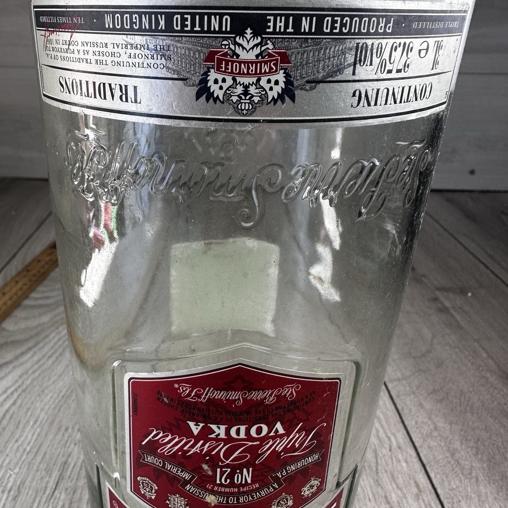 Smirnoff Vodka 3L Large Empty Optic Bottle good Money Box ￼