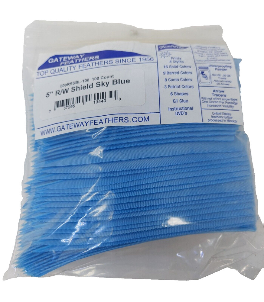 100 Pack Gateway Feathers 5" Right Wing: Shield Sky Blue 500RSSBL-100