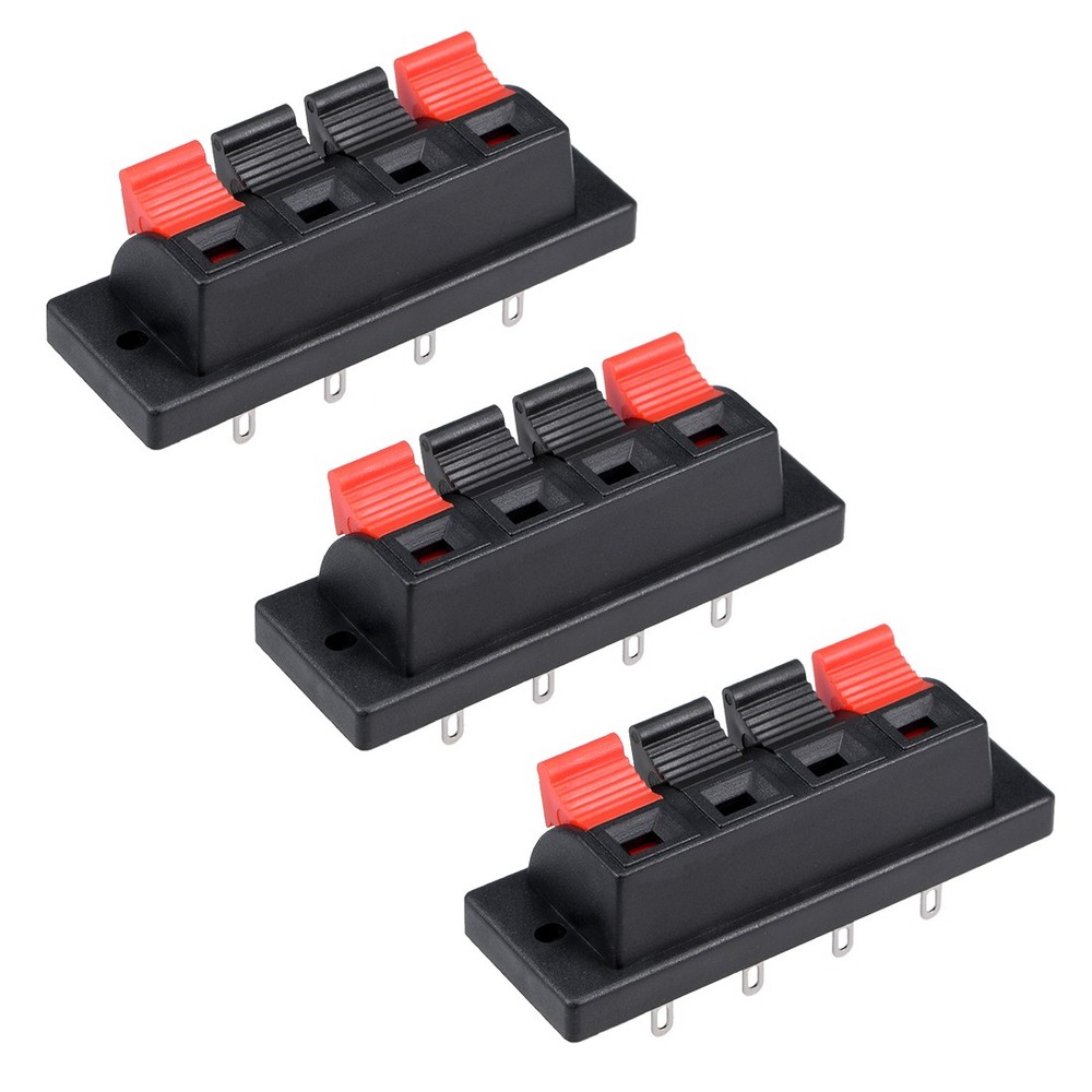 3pcs 4 Way Jack Socket Spring Push Device Release Connector Terminal Cas