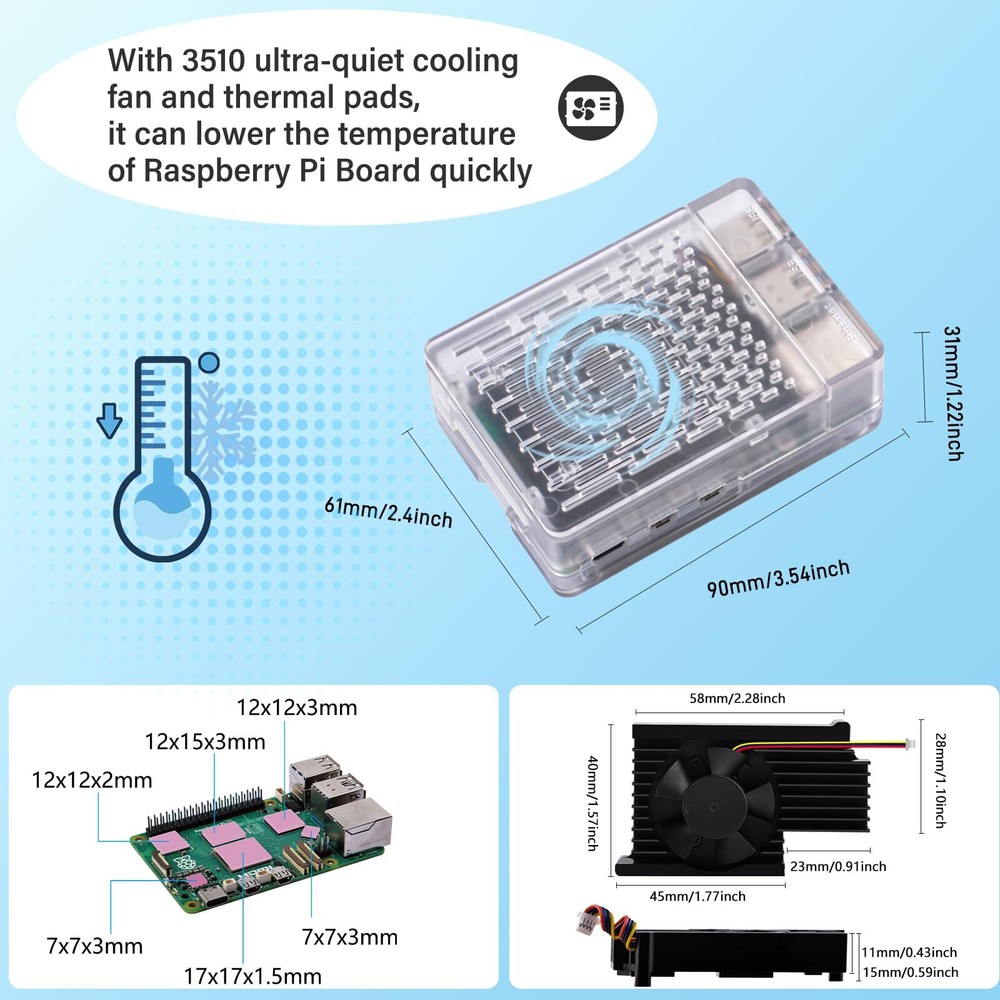 Abs Case With Armor Lite V5 Active Cooler For Raspberry Pi 5 Pi 5 Case With Alum