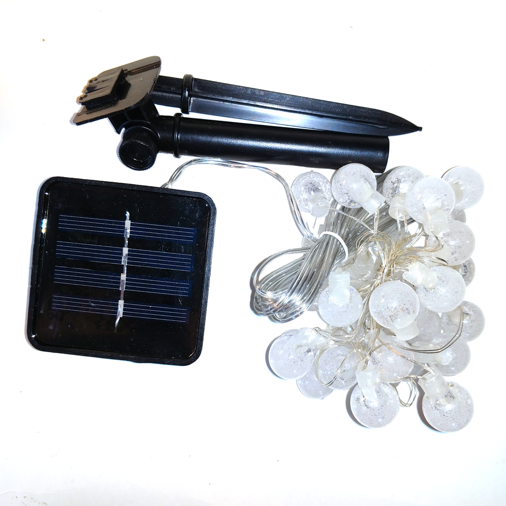 Solar Powered Air Bubble String Lights - 100 LED Warm White, 8 Modes