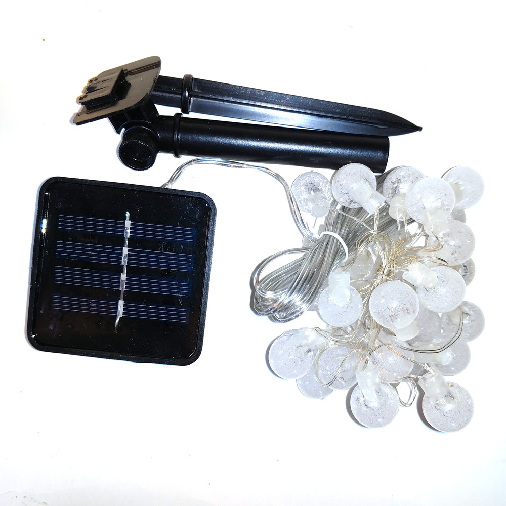 Solar Powered Air Bubble String Lights - 30 LED Warm White, 8 Modes