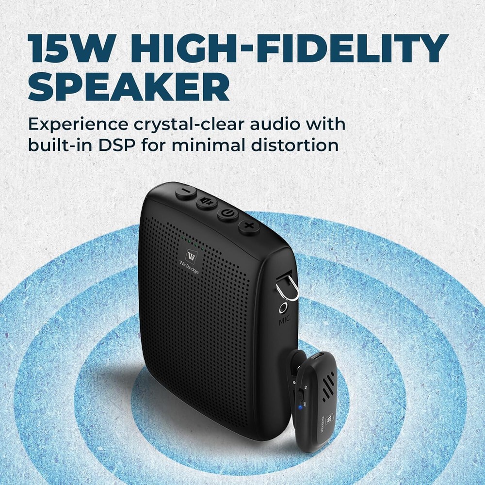 WinBridge Wireles Voice Amplifier with Bluetooth Lavalier Lapel Microphone WB005