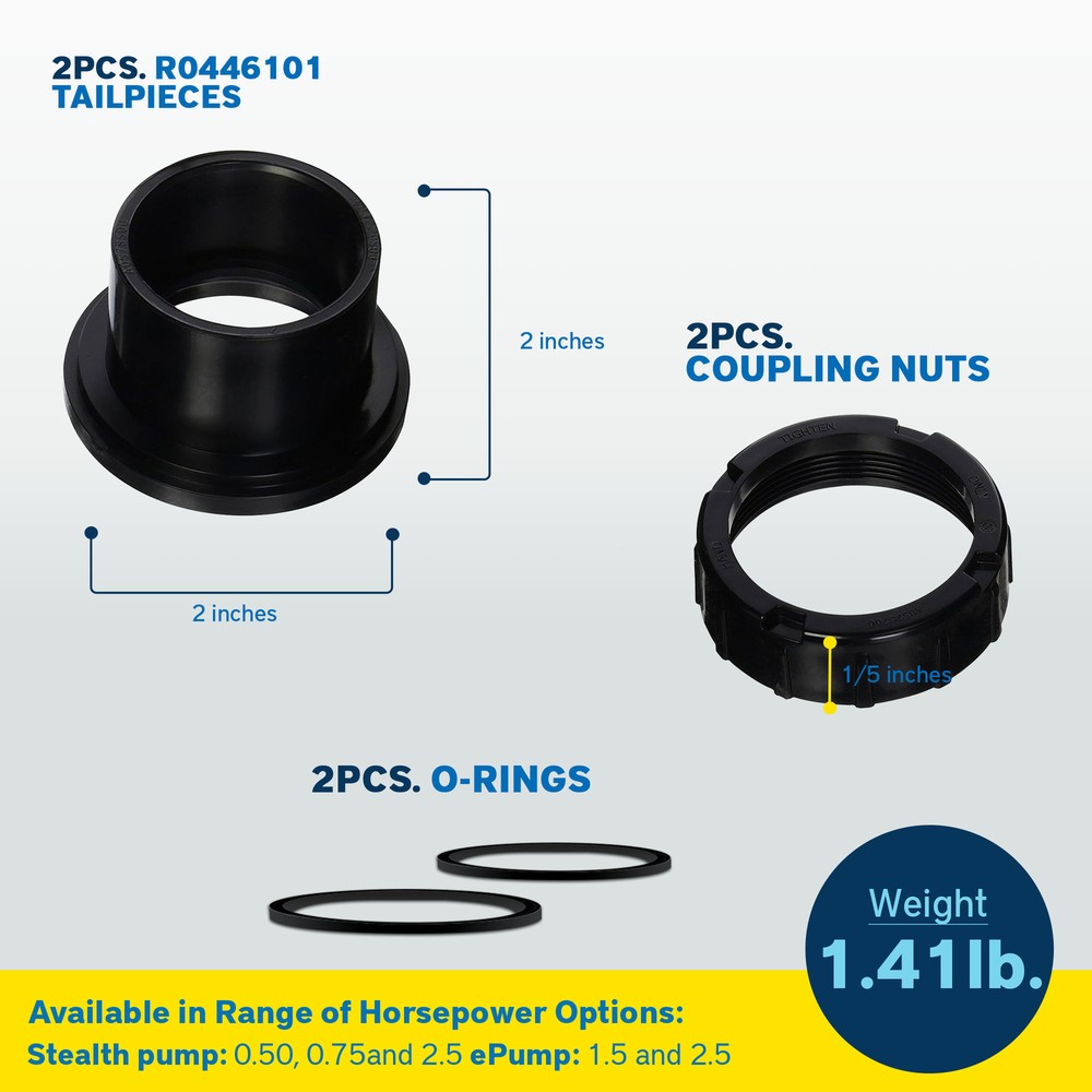 Zodiac Tail Piece w/ O Ring & Coupling Nut Replacement for SHPF, SHPM (Open Box)