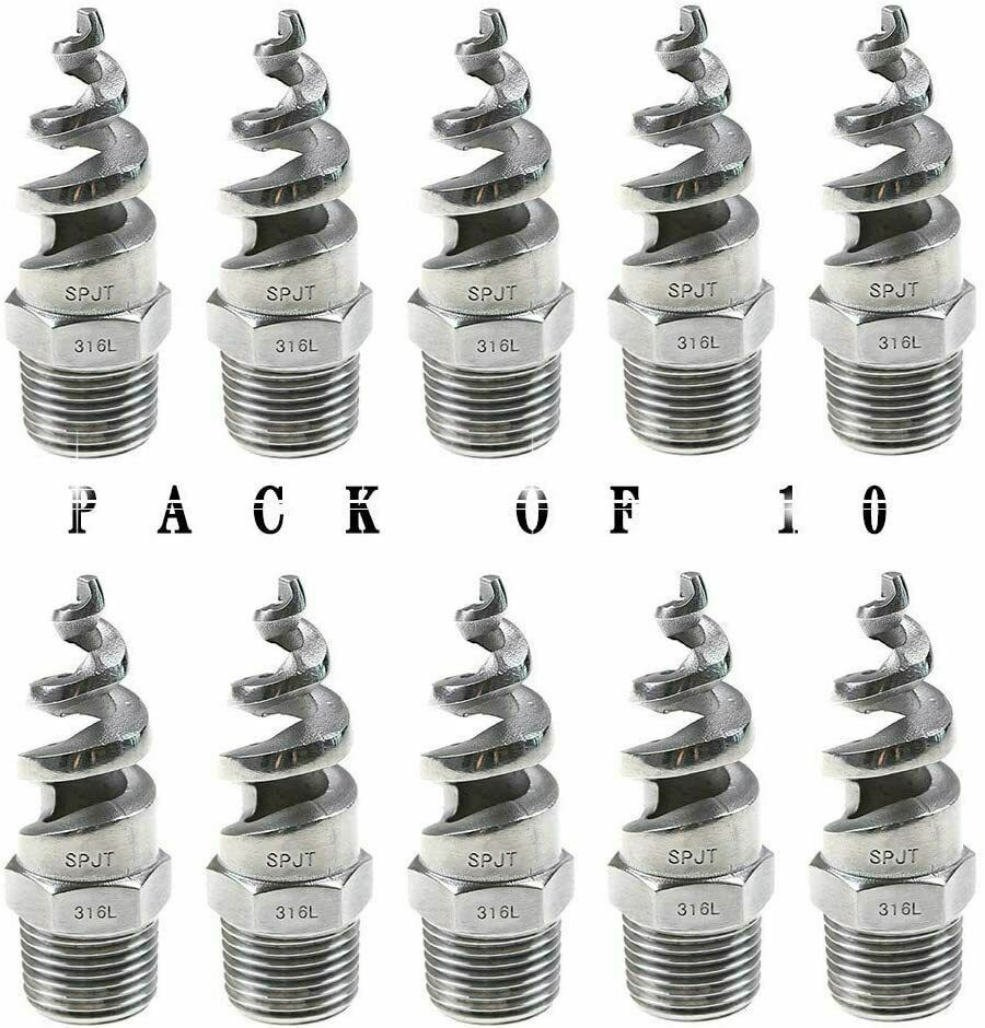 1/4"Male Spiral Cone Atomization Nozzle SS316 Dust Remove Atomized Sprayer 10Pcs