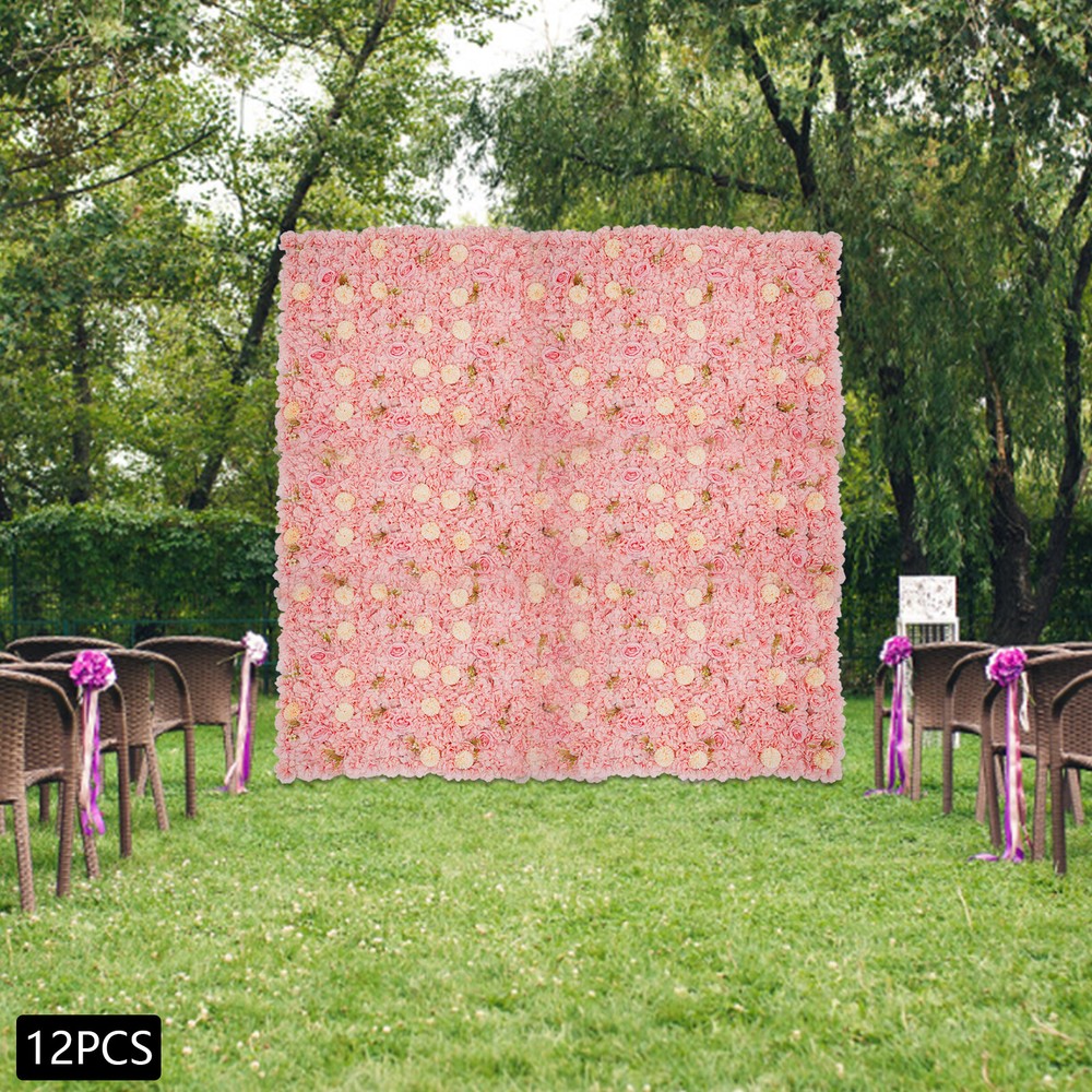 12pcs Flower Wall Panel Artificial Flower Wall Background Silk Rose Wedding