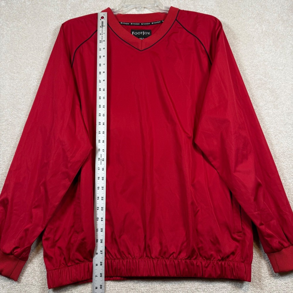 FootJoy Mens Large Golf Pullover Jacket Windbreaker Red V Neck Lightweight
