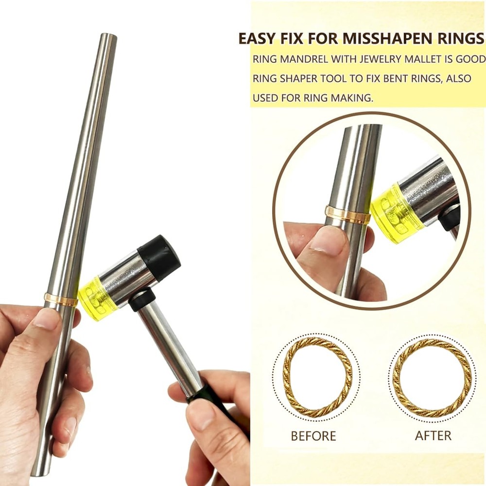 Ring Sizer Measuring Tool Mandrel Metal Sizing Kit Size SILVER
