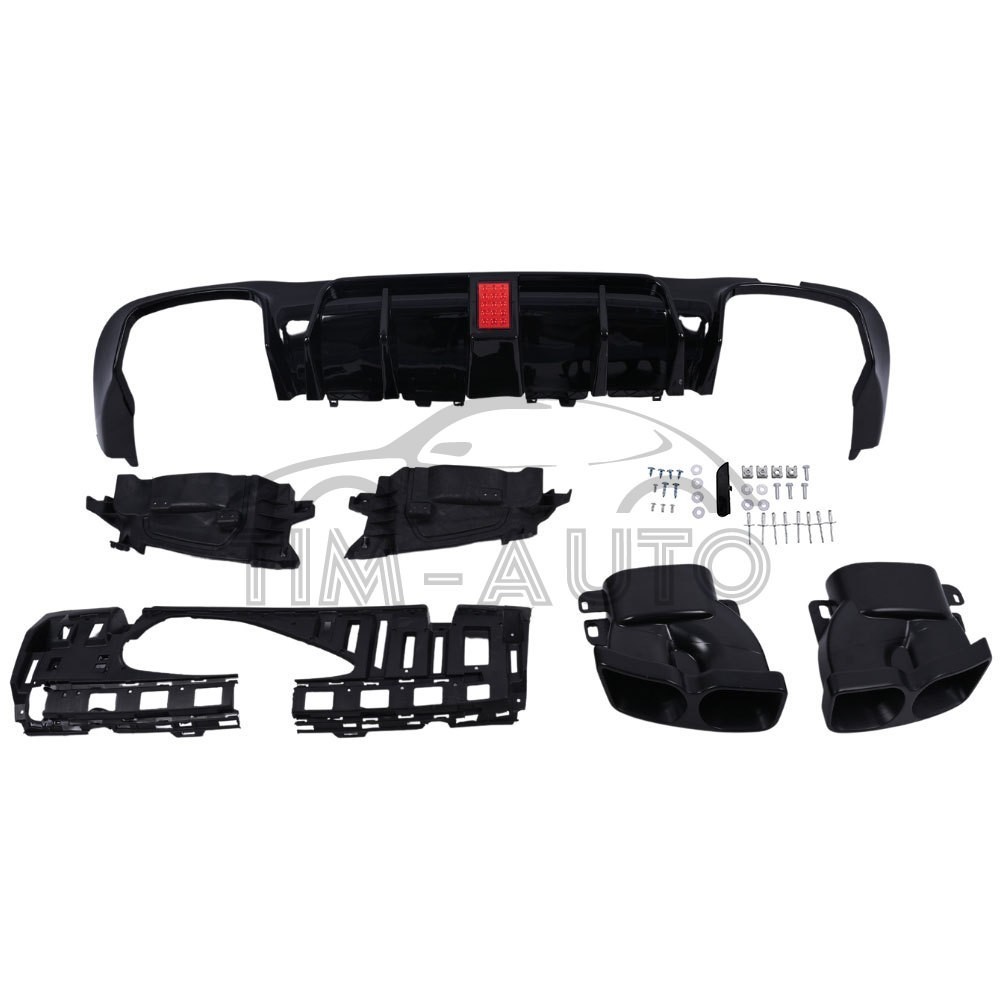 Rear Diffuser W/LED+Exhaust Tips For 2016-2020 Benz W213 E300 E43 E63