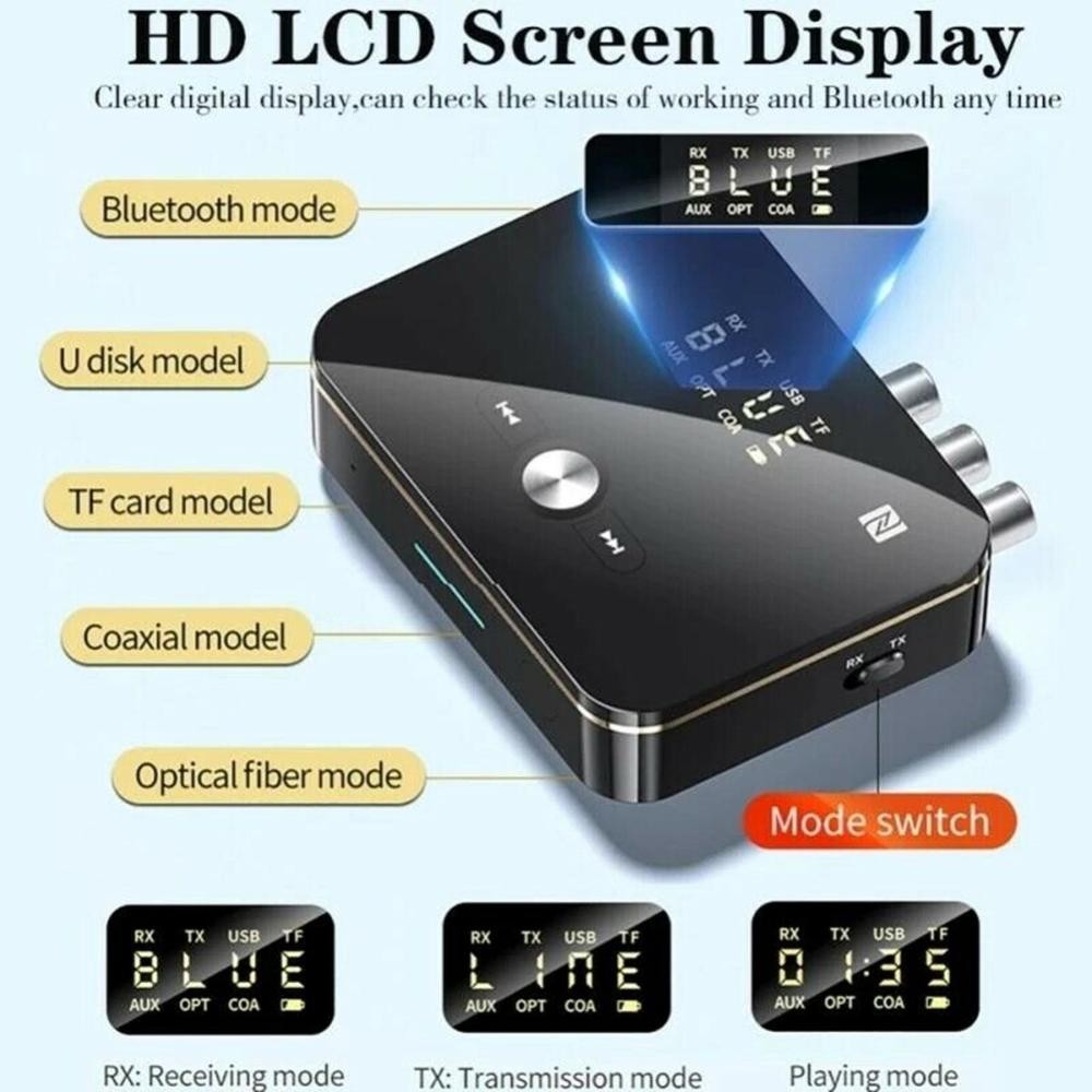 NFC Multi-Function Bluetooth Receiver Wireless 3.5mm AUX to 2RCA Audio Adapter E