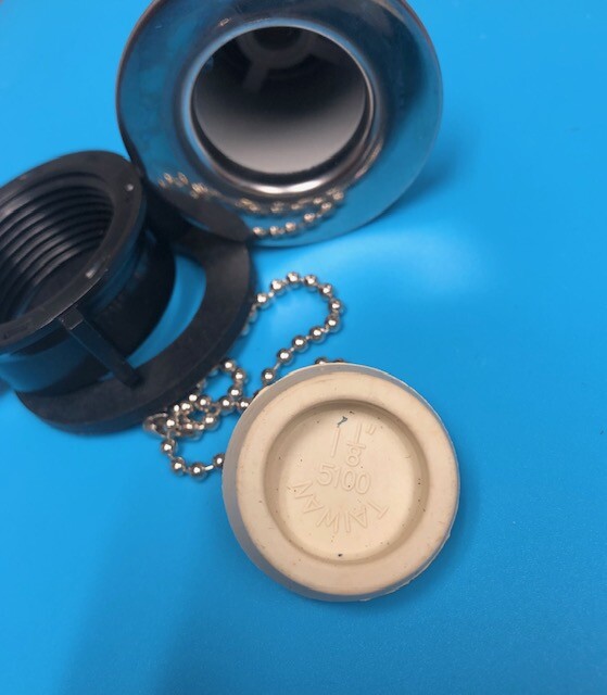 Plastic Parchment RV Sink Drain Tailpiece gray w Strainer & Stopper