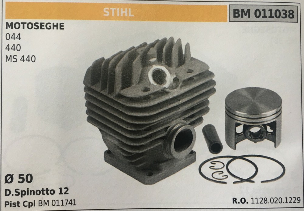 CYLINDER COMPLETE WITH PISTON AND SEGMENTS BRUMAR BM011038 STIHL