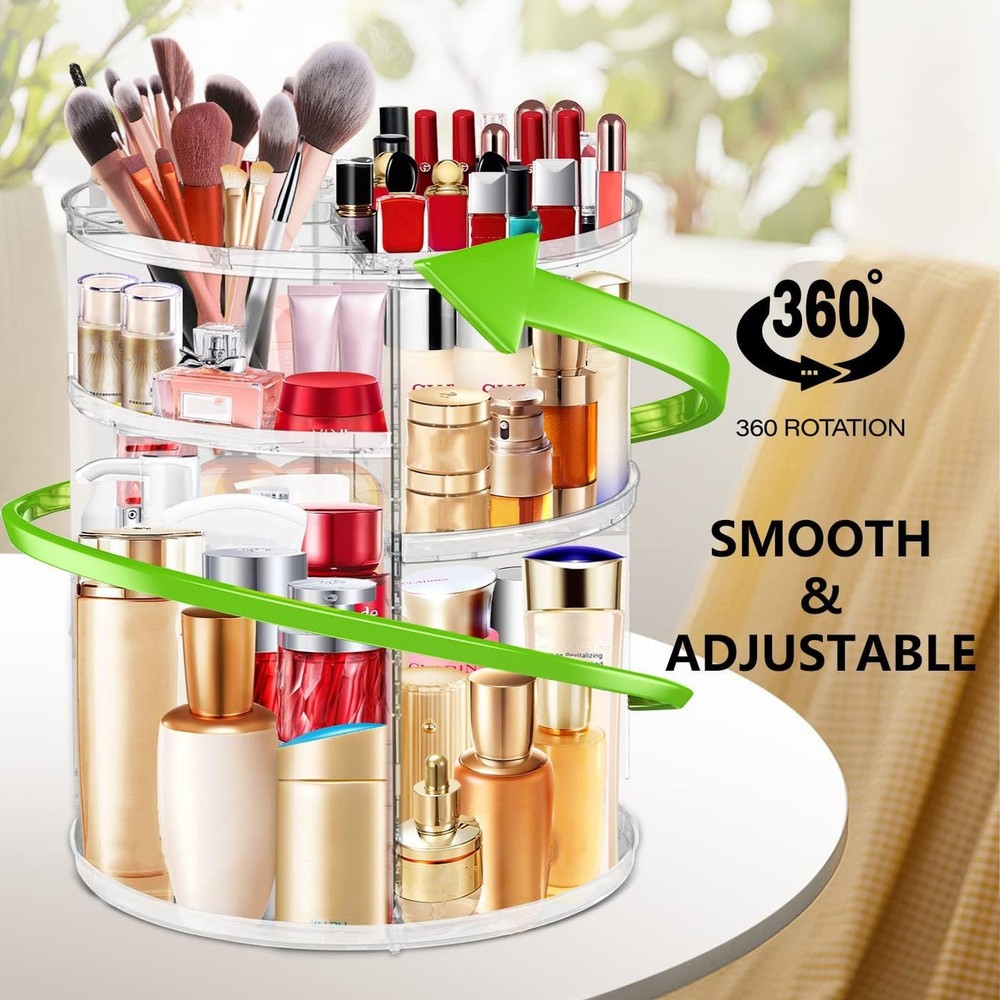 360 Acrylic Rotation Makeup Organizer, Large Capacity, Easy Access, Sturdy, M...