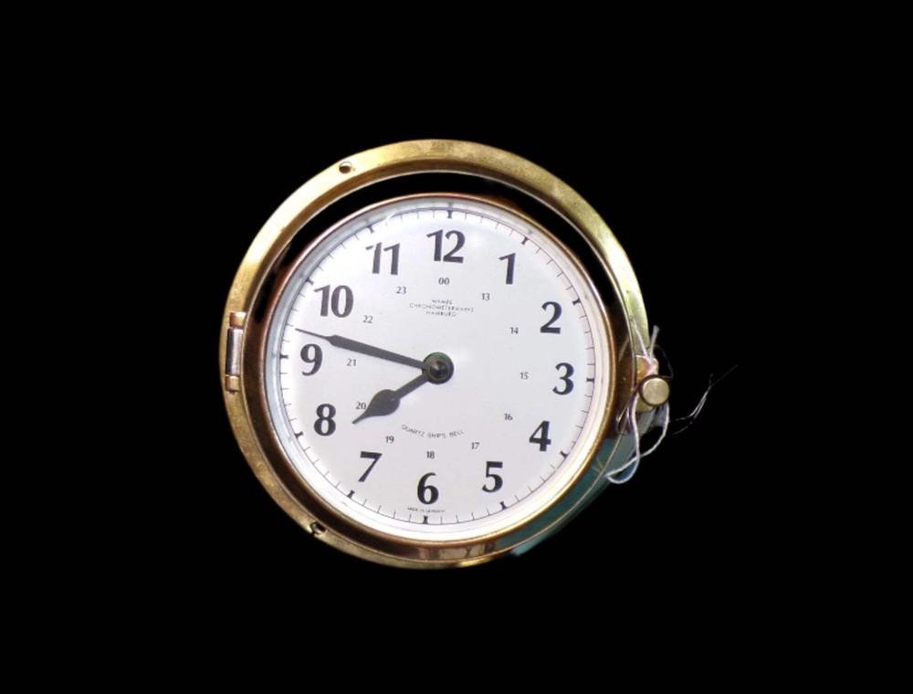 vintage brass ship’s bulkhead clock