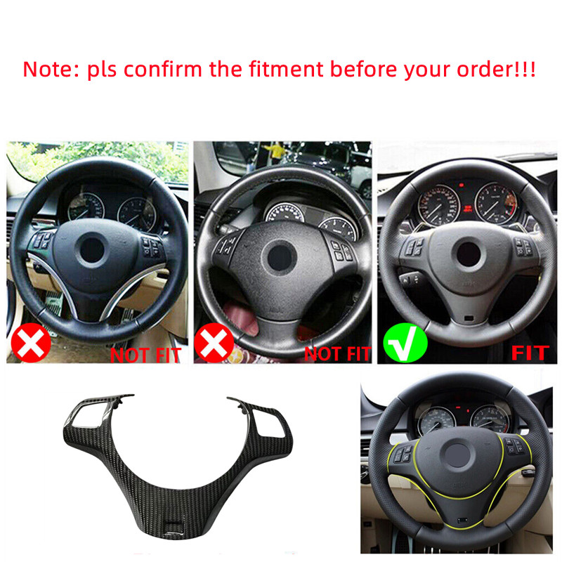 Real Carbon Fiber Steering Wheel Panel Replacement For BMW 3 Series E90 E92 E93