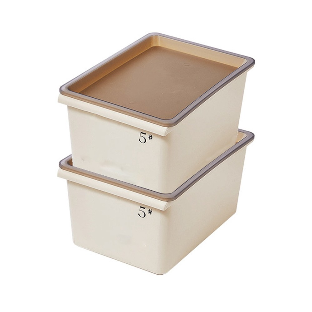 Storage Bin Grooved Bottom Cream Style Storage Basket Stackable Plastic Ample