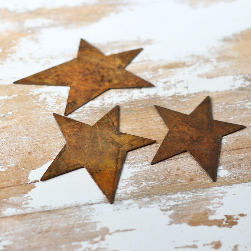 Package of 24 Rustic Tin Primitive 2" Star Cutouts