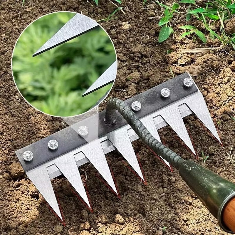 6 Teeth Iron Gardening Hoe & Rake Tool