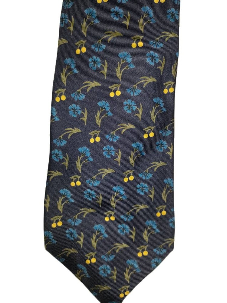 HERMES silk plant pattern tie