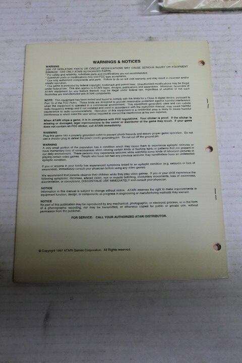 ATARI MAXIMUM FORCE Arcade Manual