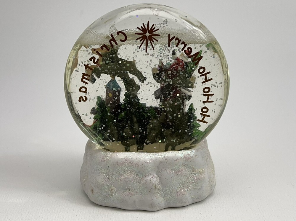 Led light up santa and sleigh snow globe