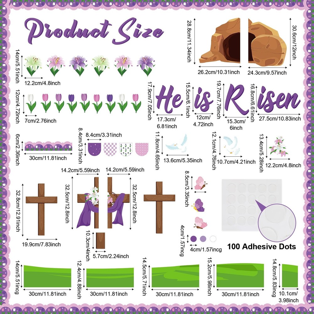 86 Pcs Christian Easter Bulletin Board Decorations Set Religious Easter Class...