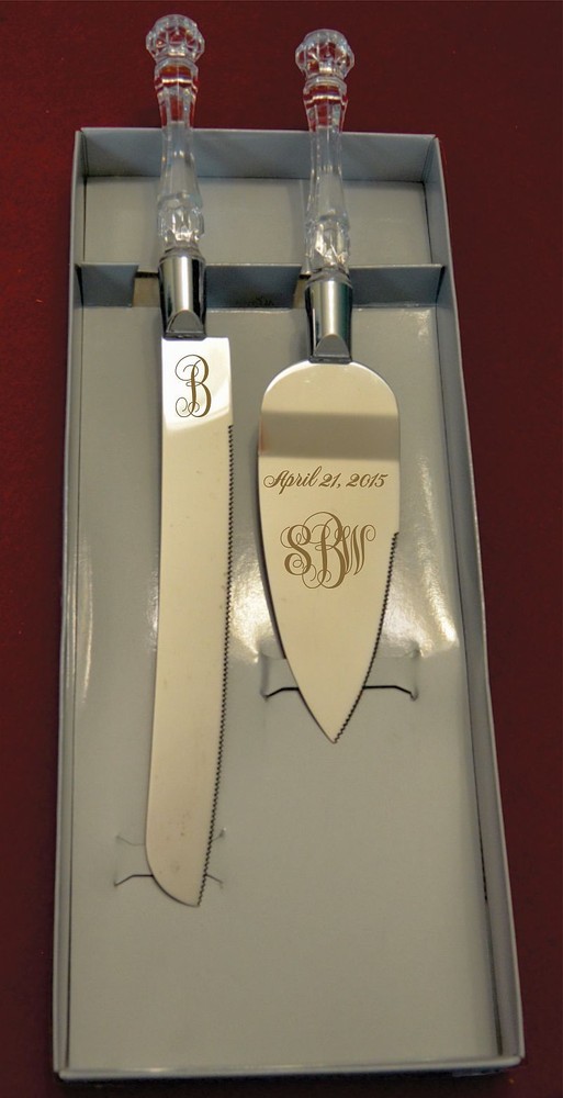 Monogram  Initials  Wedding Cake Knife and Server with Initials and Date FREE