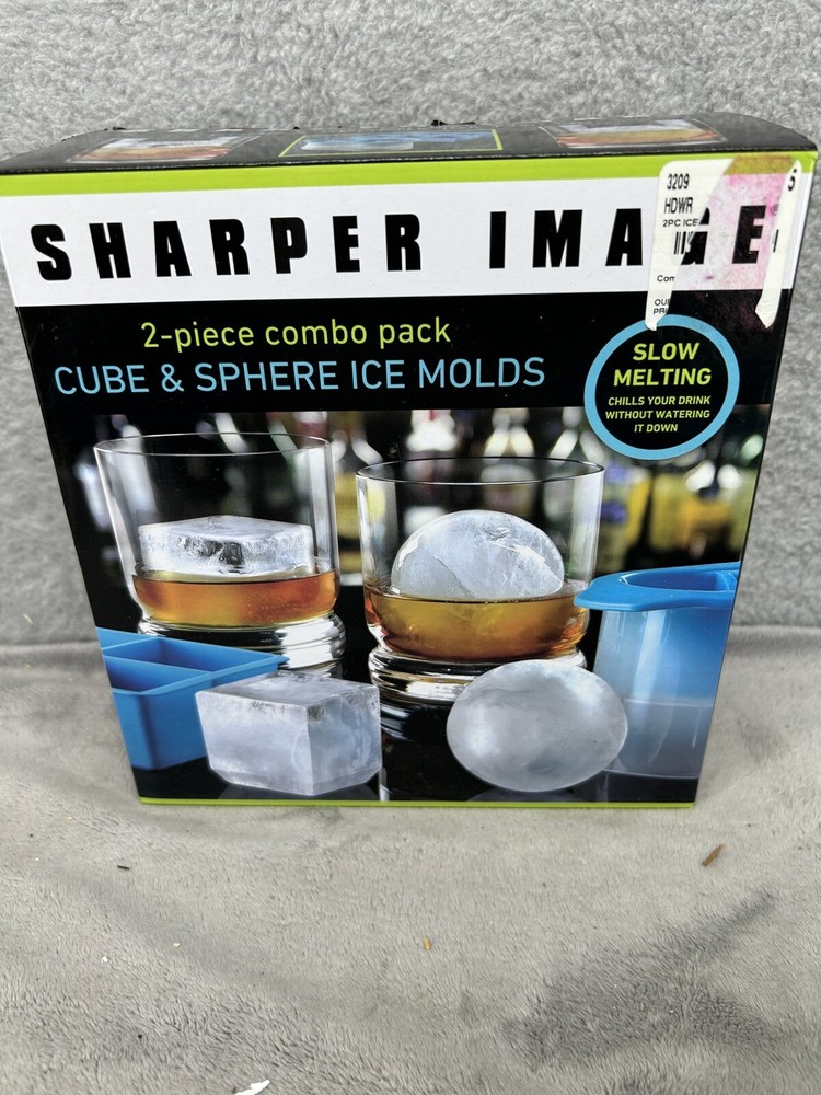 Sharper Image Ice Molds Cube and Sphere/2-Piece Ice Cube Mold Combo Pack
