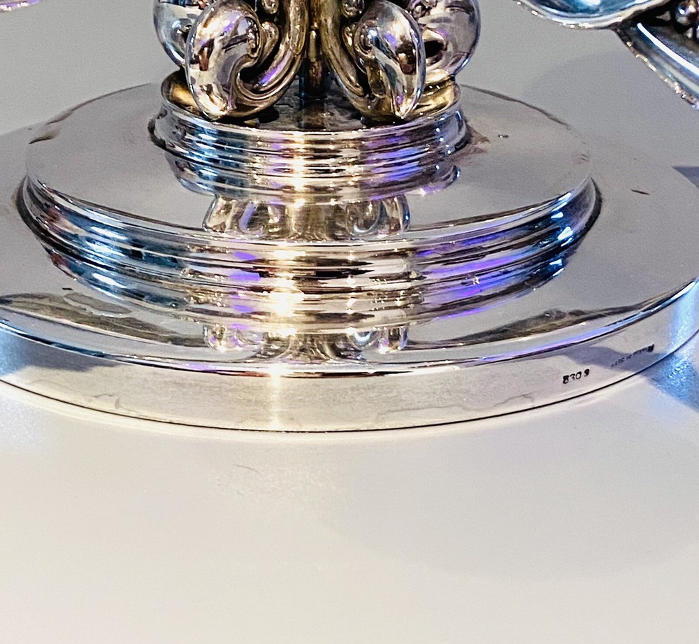 Stunning 830 Silver Danish Sterling Silver Five Arm Candelabra