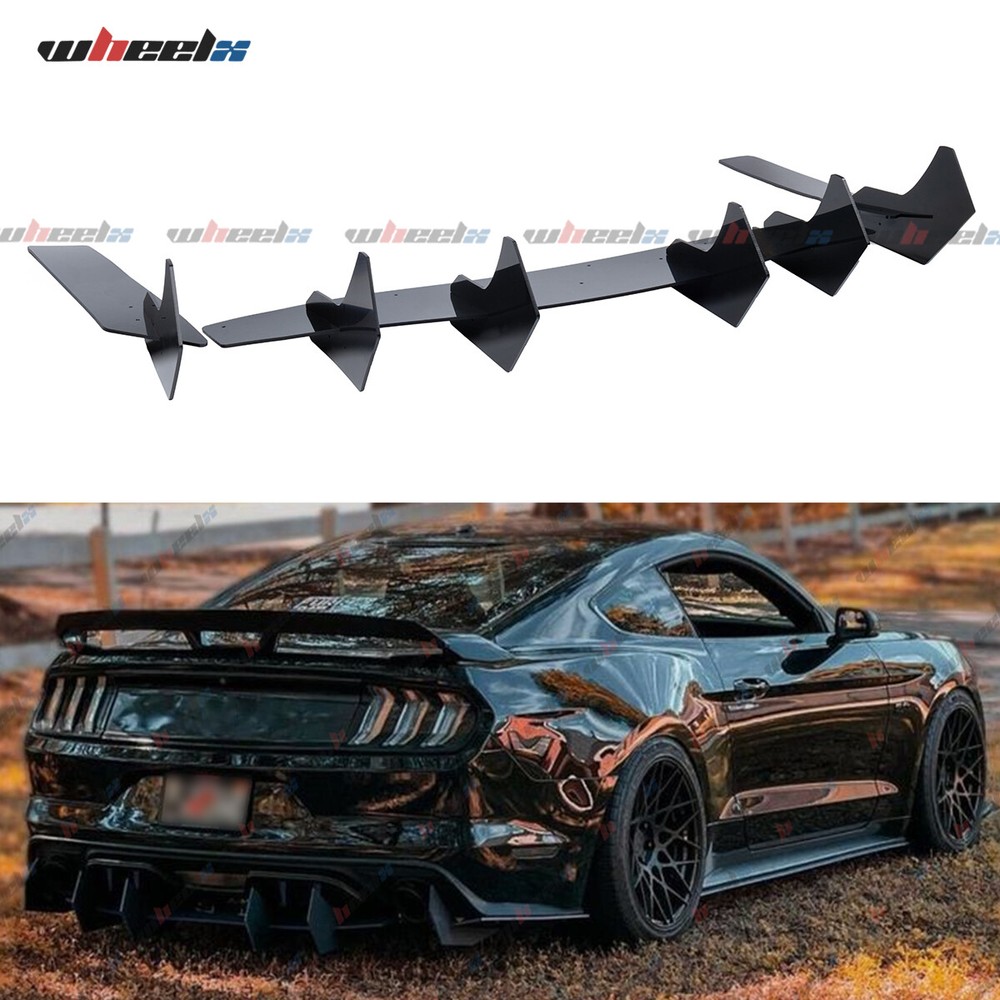 V2 Style Glossy Black Rear Diffuser & Side Splitter For Ford Mustang 2015-2023