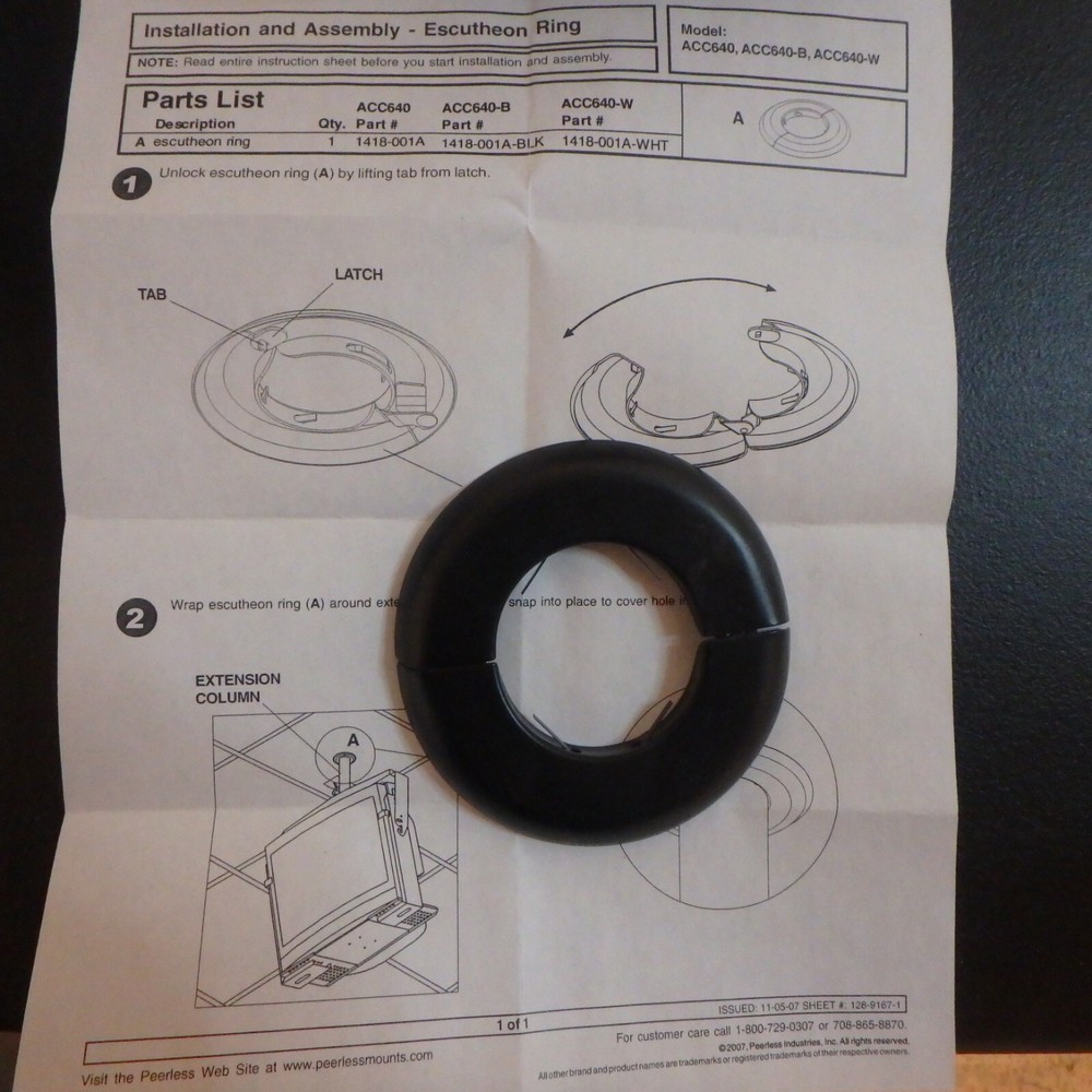 Peerless Escutcheon Ring Black 4" OD 2" ID