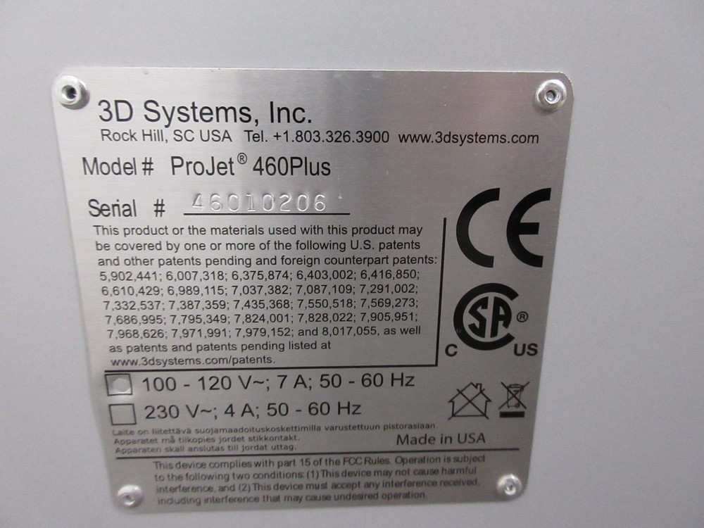 3D Systems ProJet 460 Plus Rapid Prototyping 3D Printer