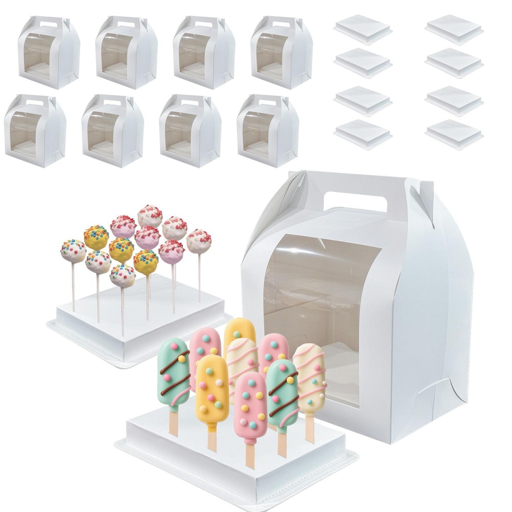 8pcs Portable Cake Pop Holder Boxes,Cake Pop Boxes Packaging, Cake Pop Displa...