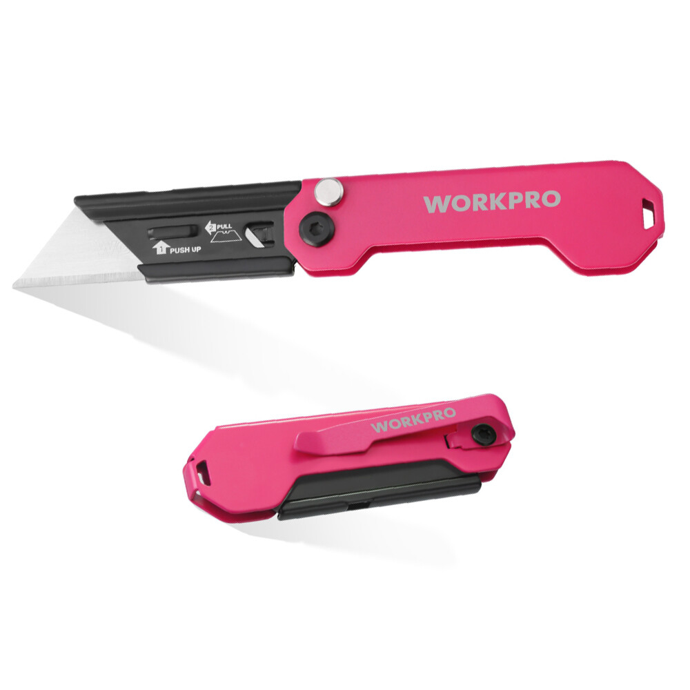 WORKPRO New Folding Utility Knife Mini Box Cutter with Quick Open Axis Lock US