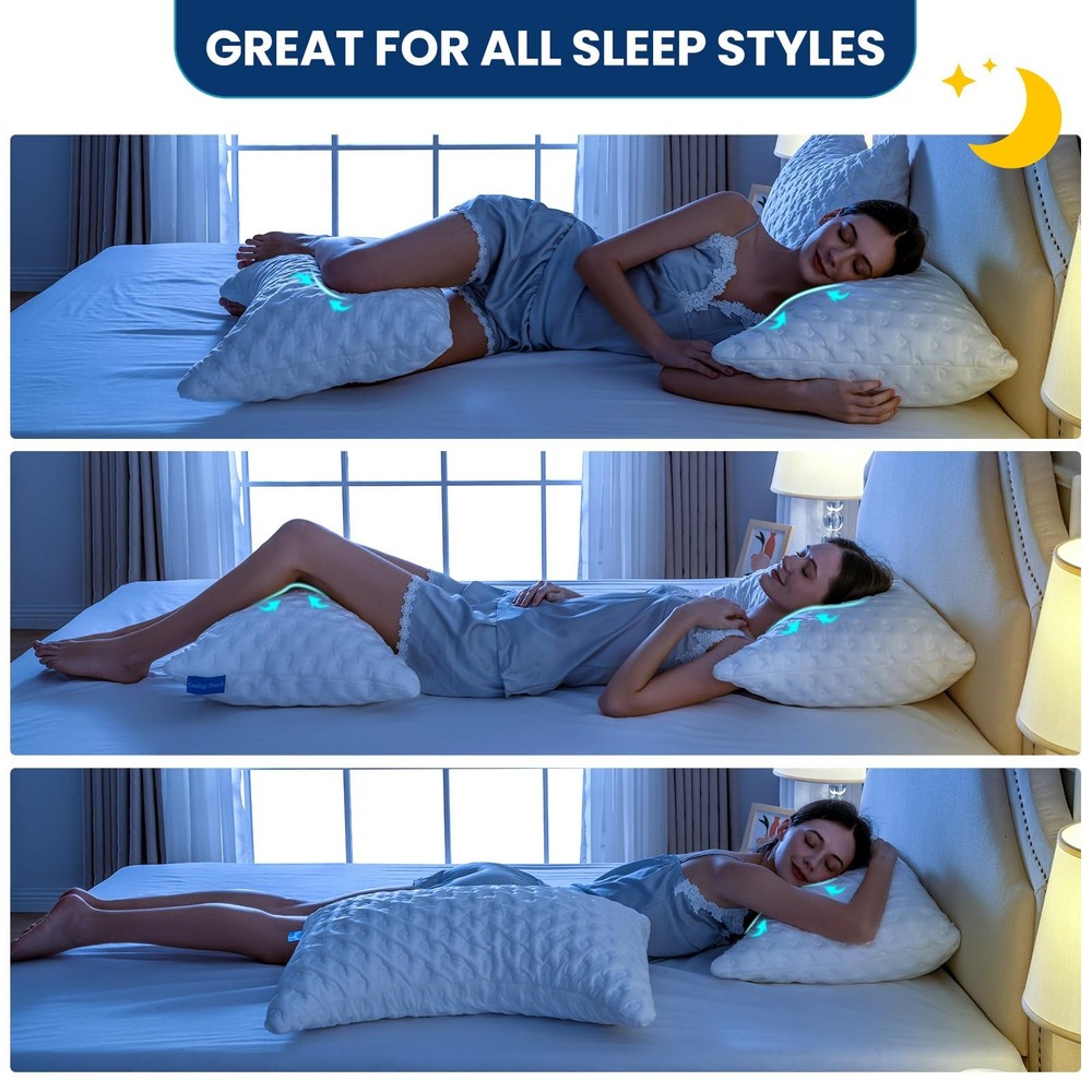btasleeep Side Sleeper Pillows for Neck & Shoulder Queen Size - 1 Pack, White