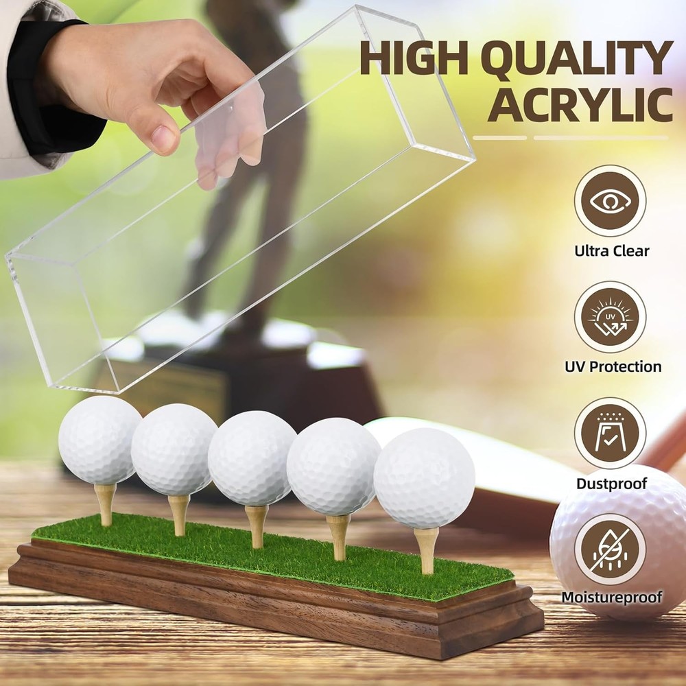 Hole in One Golf Ball Display Case Holder for 5 Clear