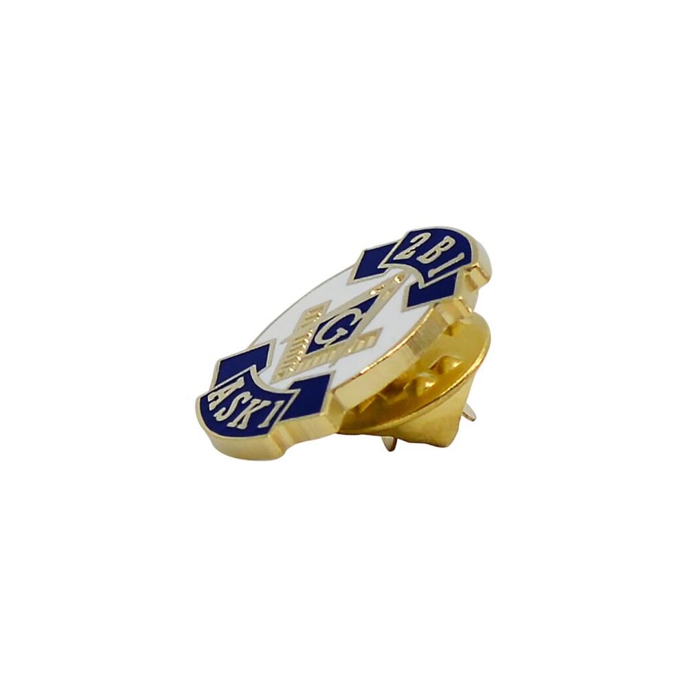 2B1ASK1 Square & Compass Masonic Lapel Pin - [Blue & White][3/4'' Tall]