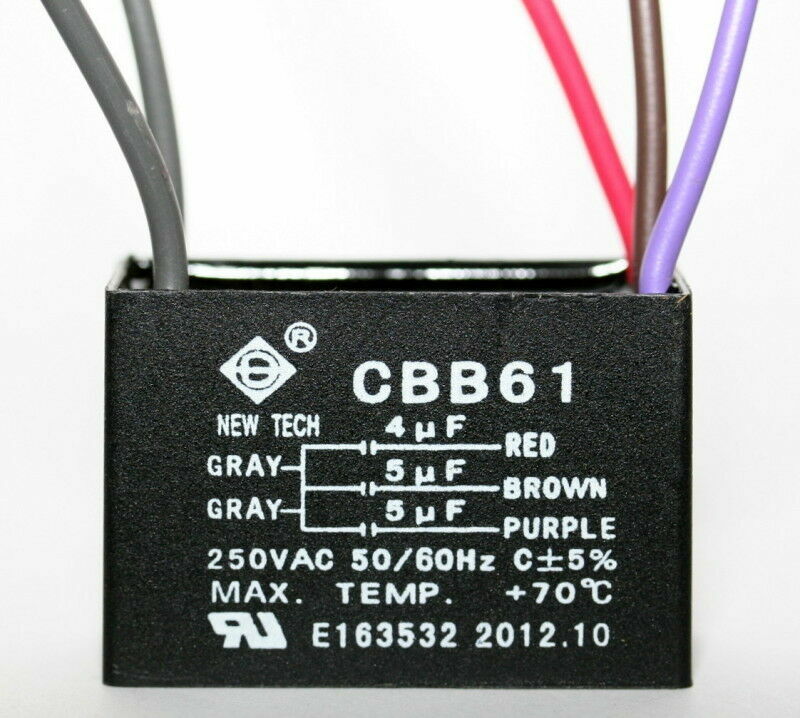 CEILING FAN CAPACITOR CBB61 4uf+5uf+5uf 5 WIRE