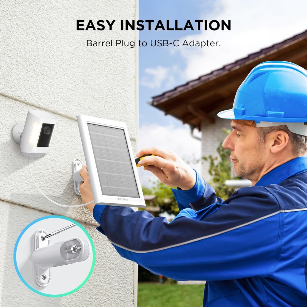 Solar Panel for Ring Camera – Compatible with Stick 2.4W-1 Pack, White