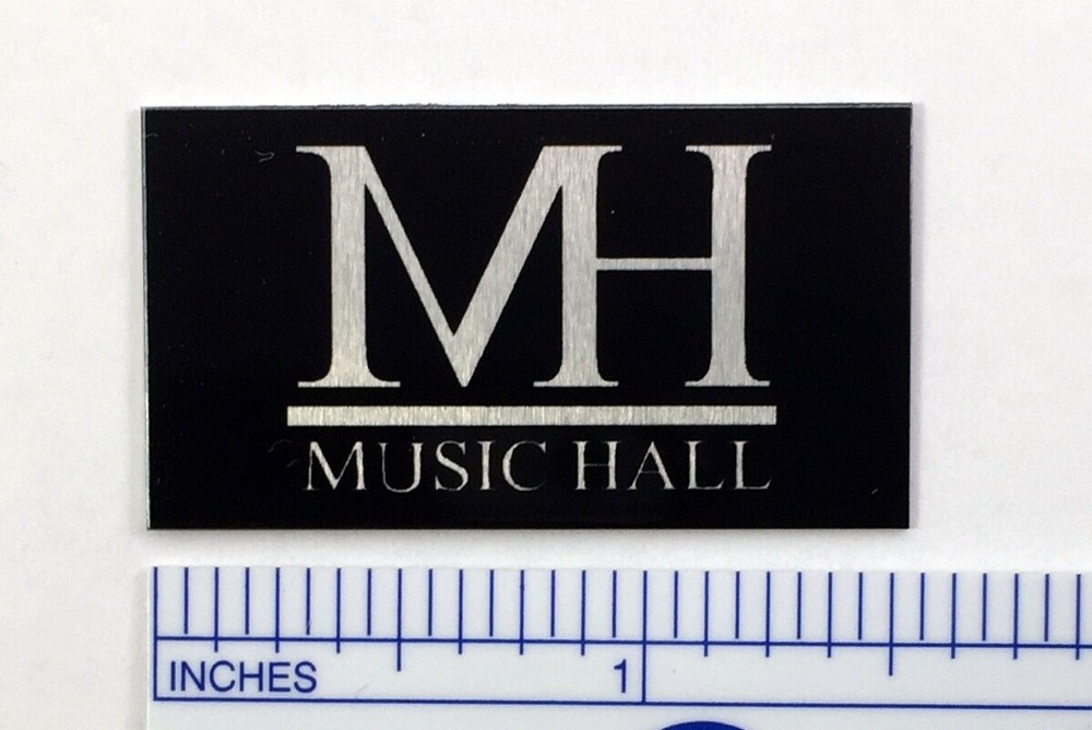 Music Hall Turntable Logo Badge Silver Metal PAIR- Black Version Available